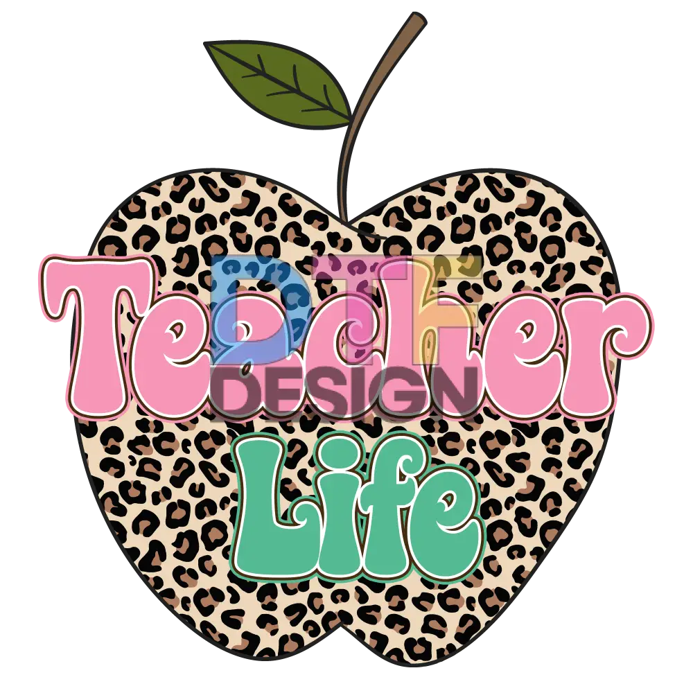 Teacher Life Leopard Apple