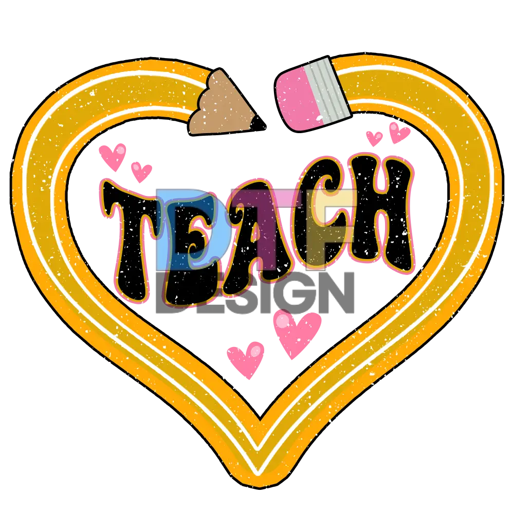 Teach On Pencil Heart Distressed updated